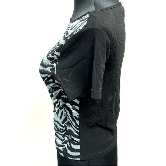 Maxi New York sheer mesh black blue tiger print top sz M NWOT vintage deadstock - Picture 6 of 10